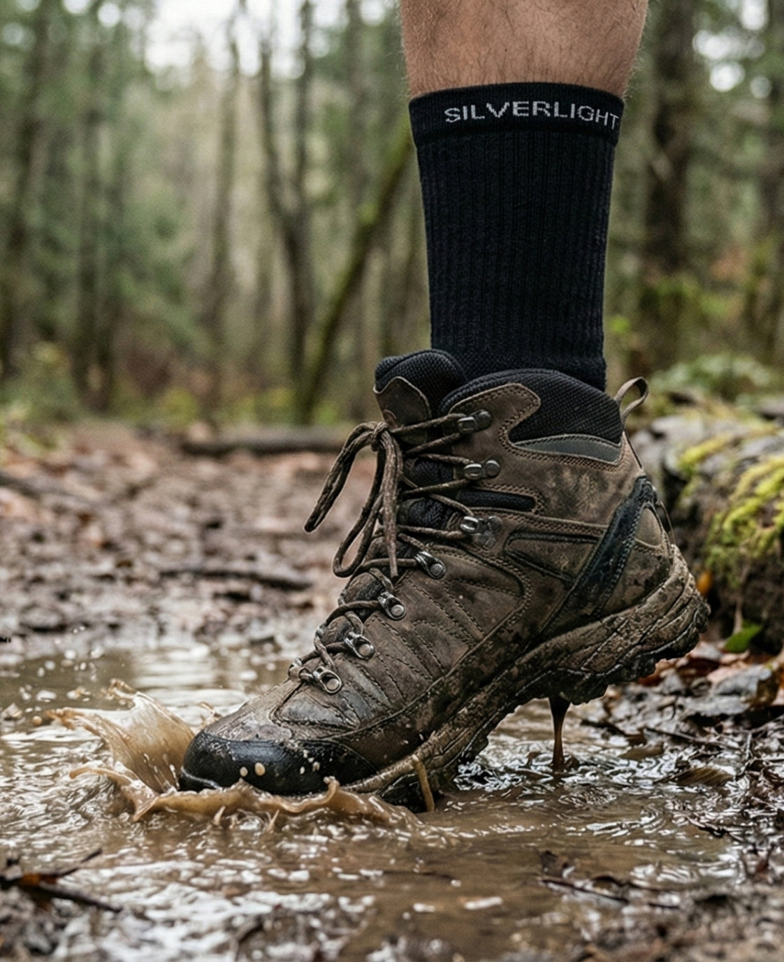 Close-up of Silverlight crew socks